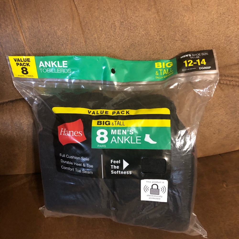Men’s Big and Tall Hanes ankle socks